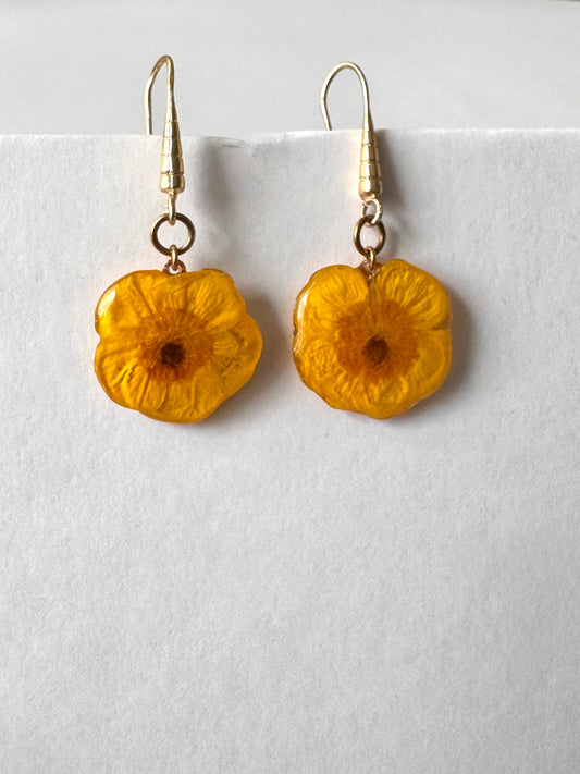 Pendientes botón de oro  largos