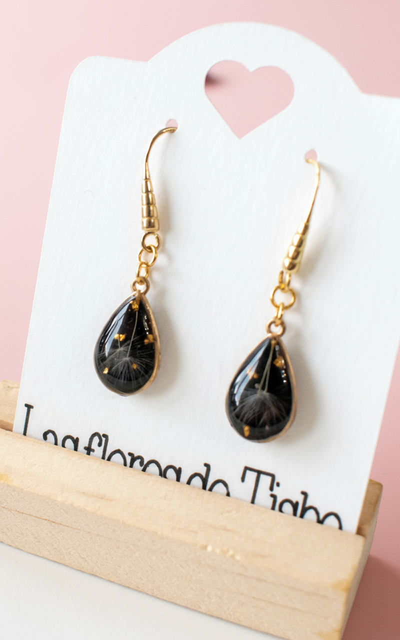 Pendientes largos con diente de león