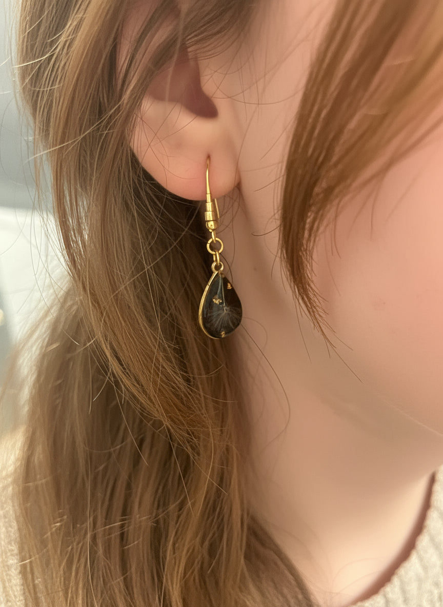 Pendientes largos con diente de león