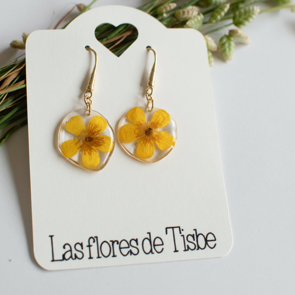 Pendientes botón de oro  largos