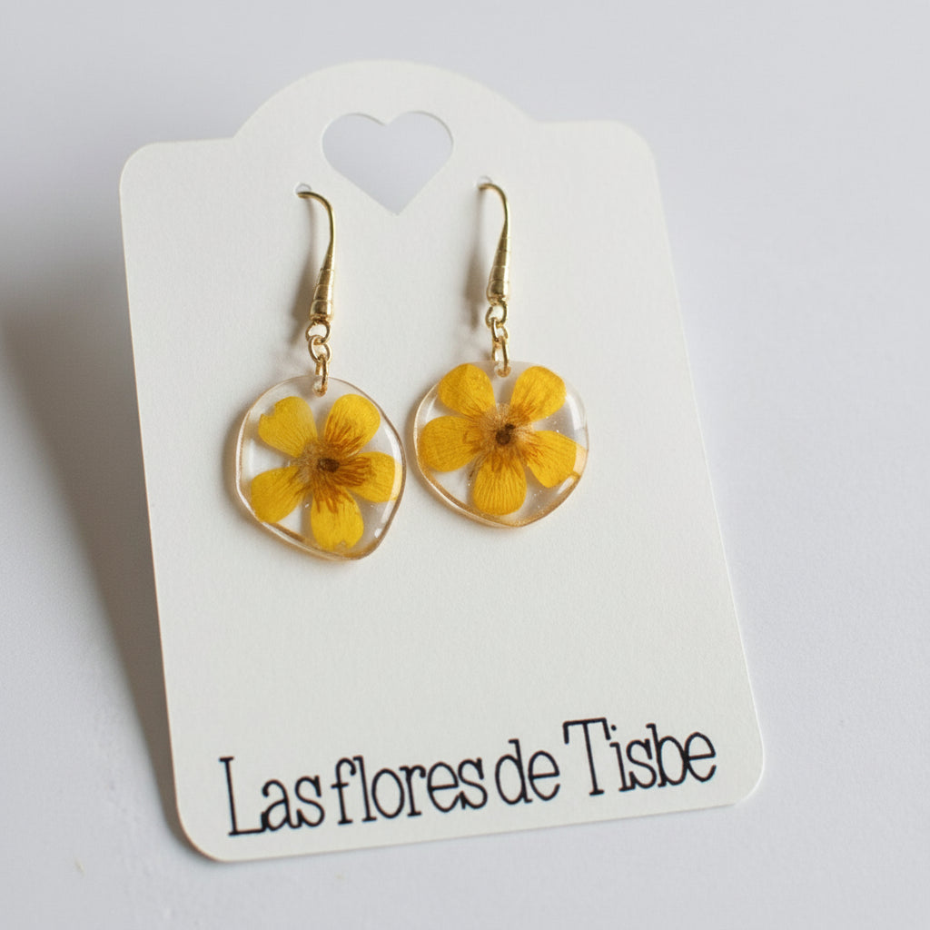 Pendientes botón de oro  largos