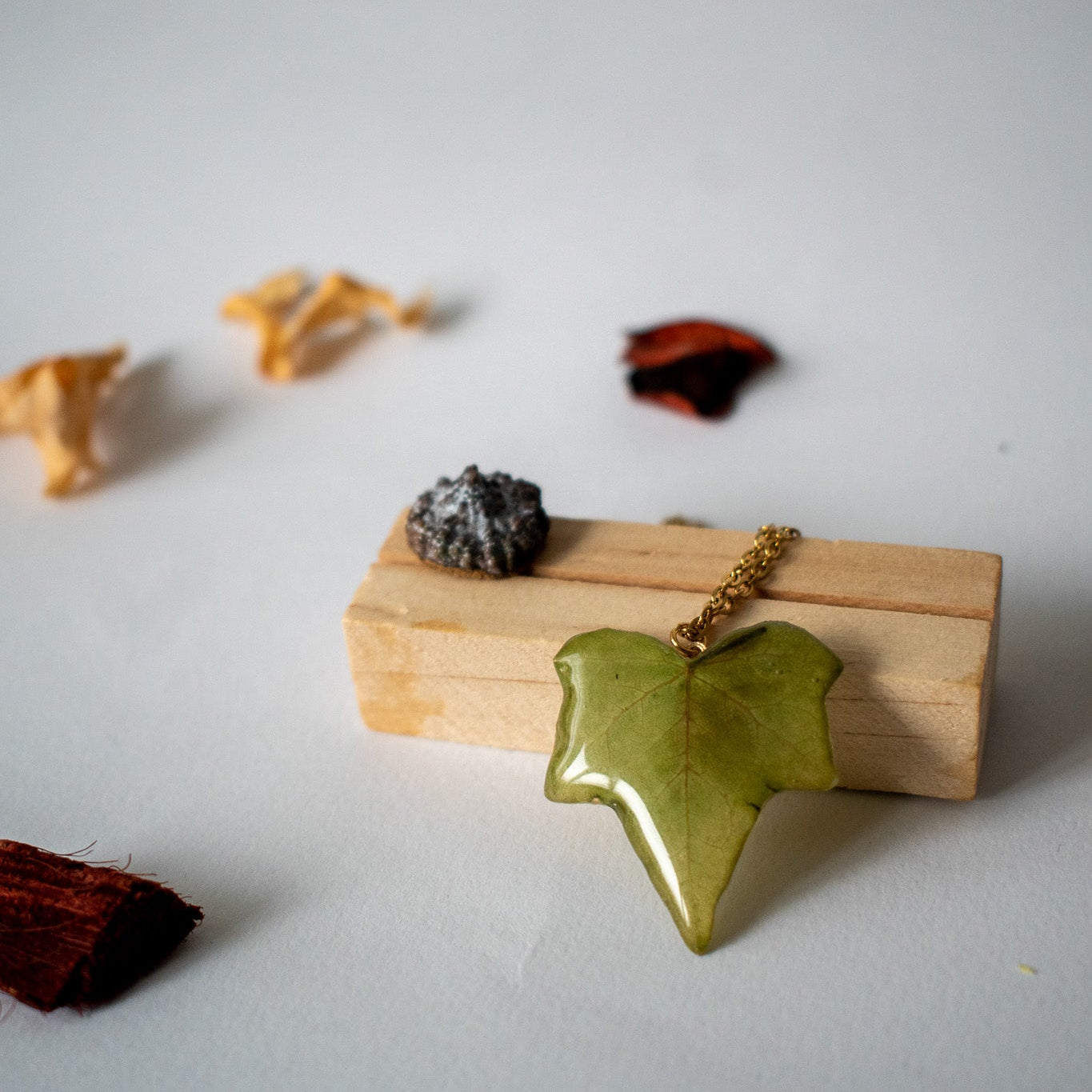 colgante de hojas prensadas de hiedra