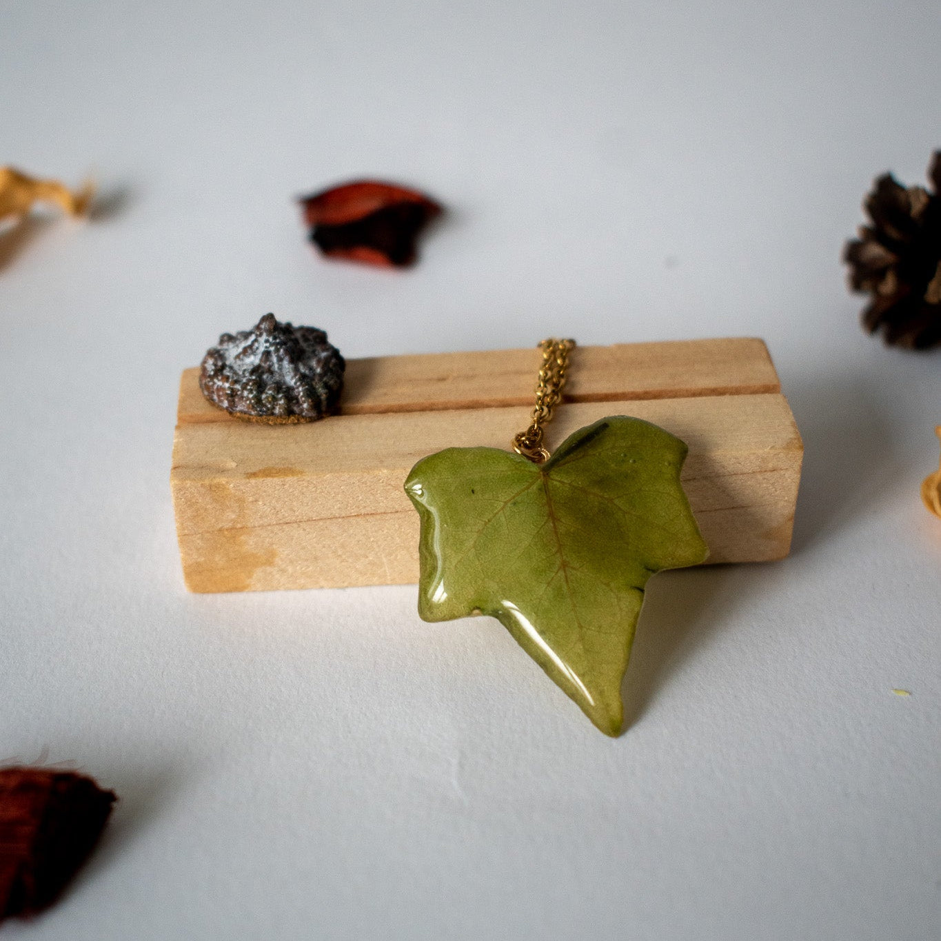 colgante de hojas prensadas de hiedra
