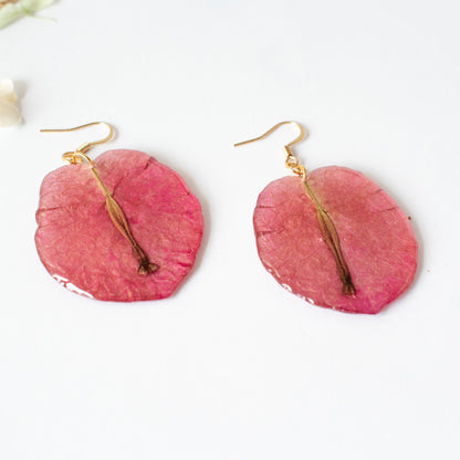 Pendientes con petalos de buganvilla