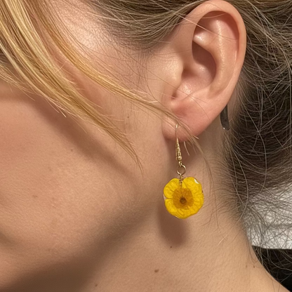 Pendientes botón de oro  largos