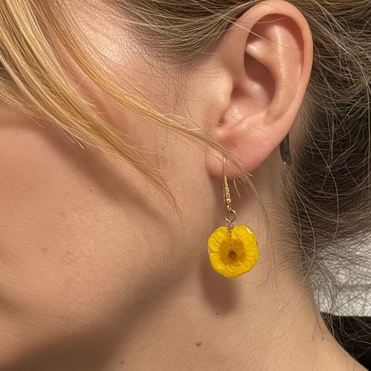 Pendientes botón de oro  largos