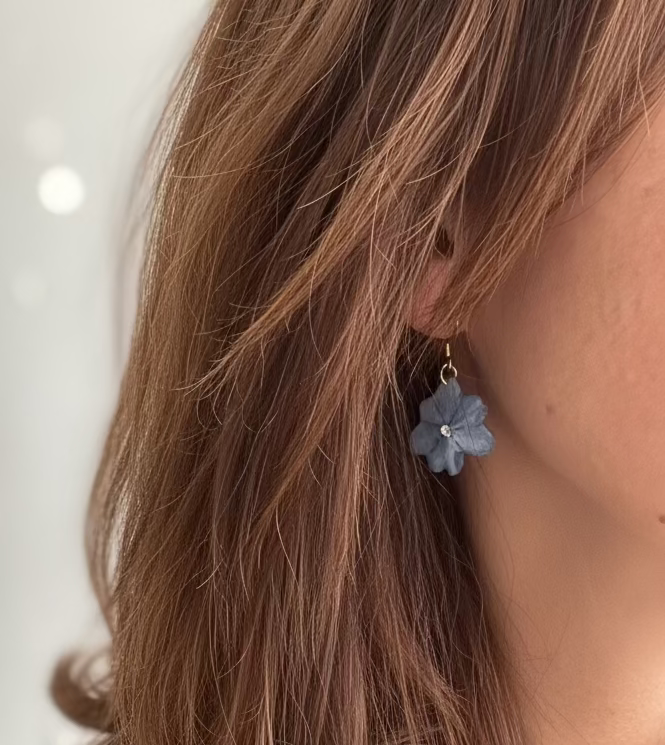 Pendientes con flor pequeña de Hortensia