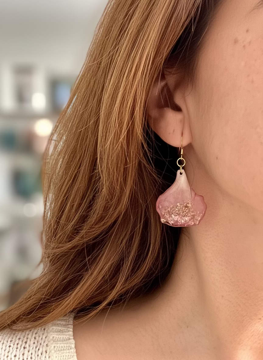 Pendientes con geranio y encaje de la reina Ana