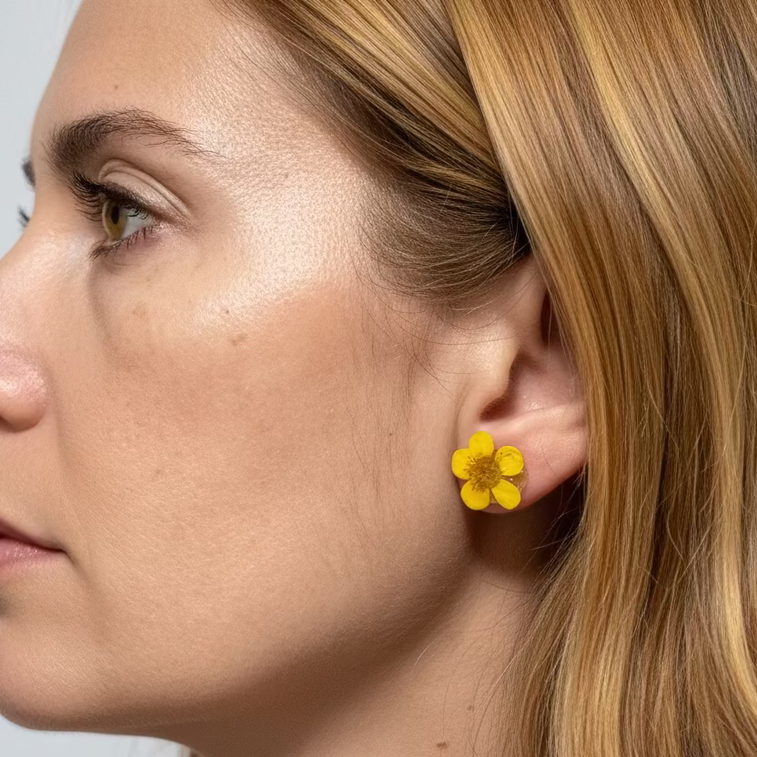 Pendientes botón de oro