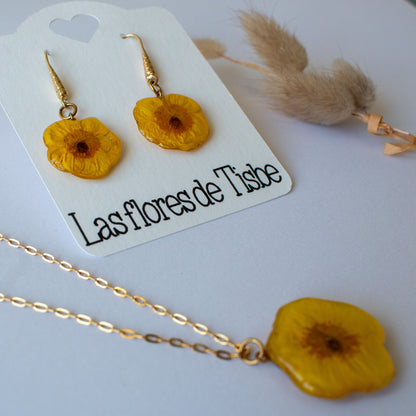 conjunto de joyas con boton de oro